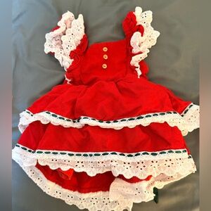 Red Baby Dress with Lace Trim